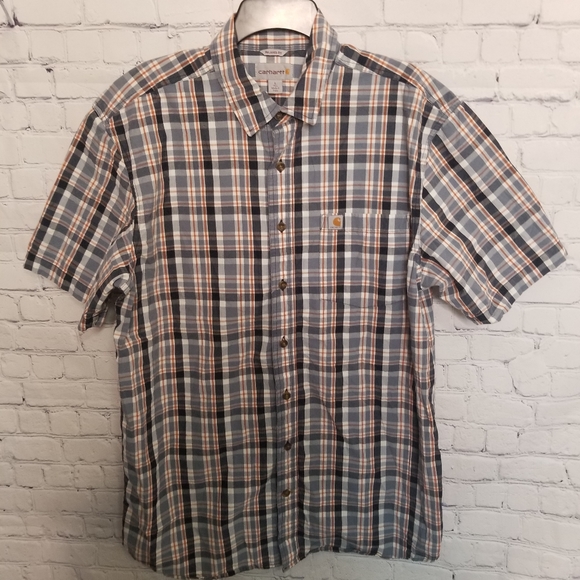 Carhartt plaid short sleeve button up shirt Size Large - Picture 1 of 5
